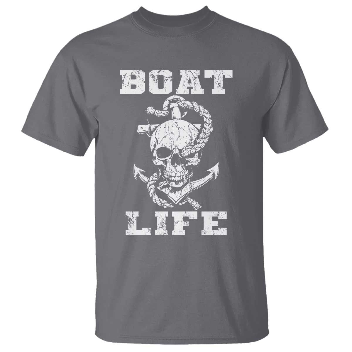 Boat Life T Shirt Funny Skull Anchor TS09 Charcoal Print Your Wear