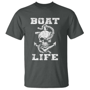 Boat Life T Shirt Funny Skull Anchor TS09 Dark Heather Print Your Wear