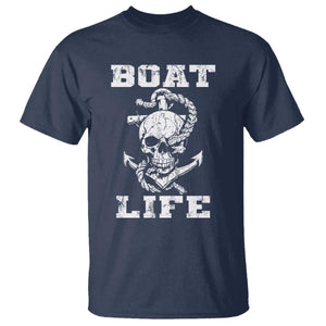 Boat Life T Shirt Funny Skull Anchor TS09 Navy Print Your Wear