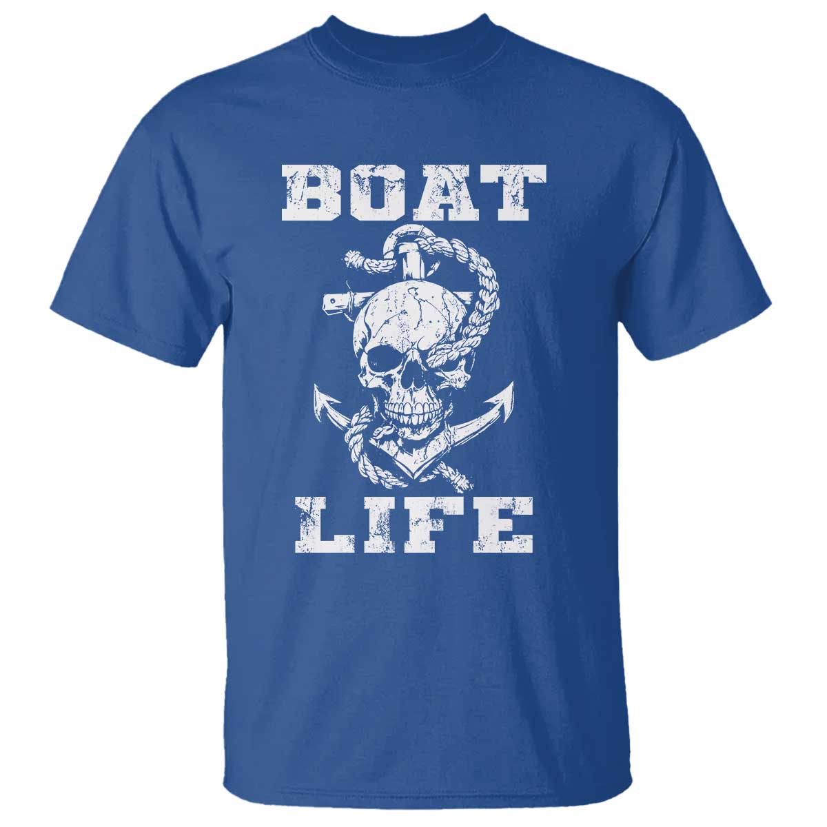 Boat Life T Shirt Funny Skull Anchor TS09 Royal Blue Print Your Wear