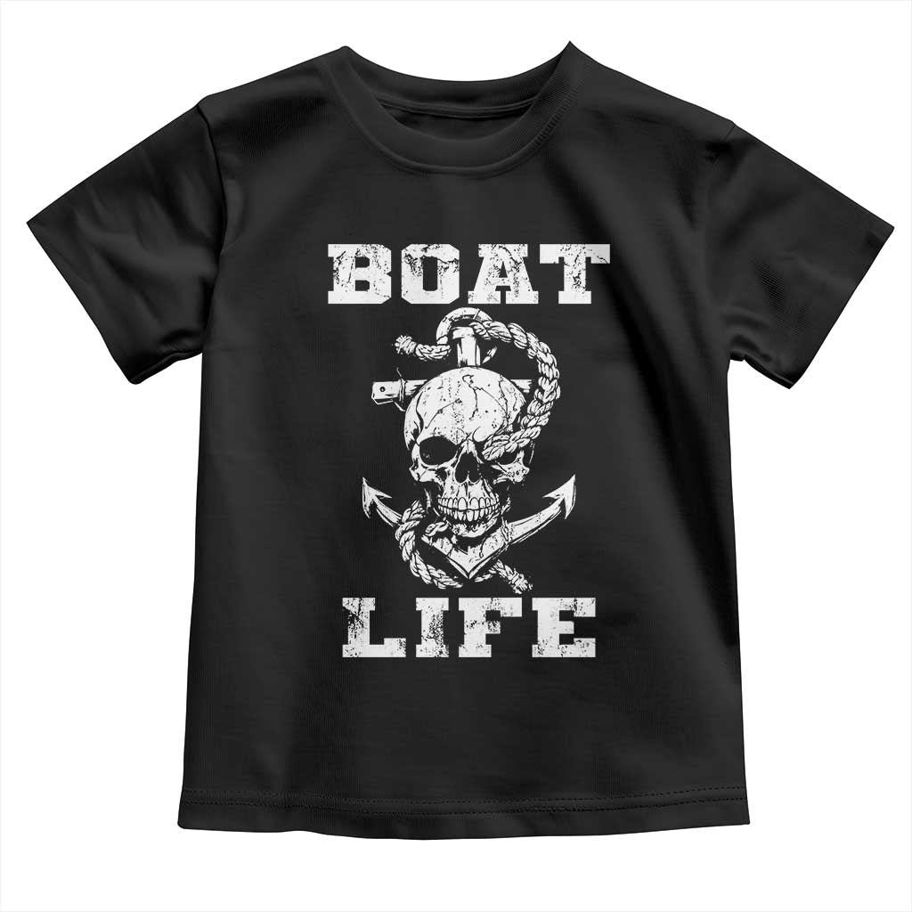 Boat Life Toddler T Shirt Funny Skull Anchor TS09 Black Print Your Wear