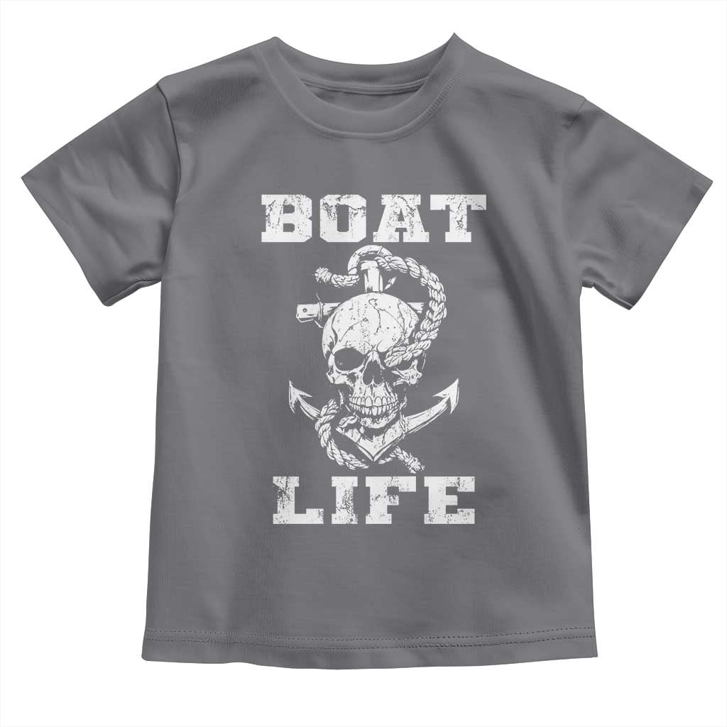 Boat Life Toddler T Shirt Funny Skull Anchor TS09 Charcoal Print Your Wear
