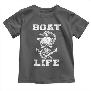 Boat Life Toddler T Shirt Funny Skull Anchor TS09 Dark Heather Print Your Wear