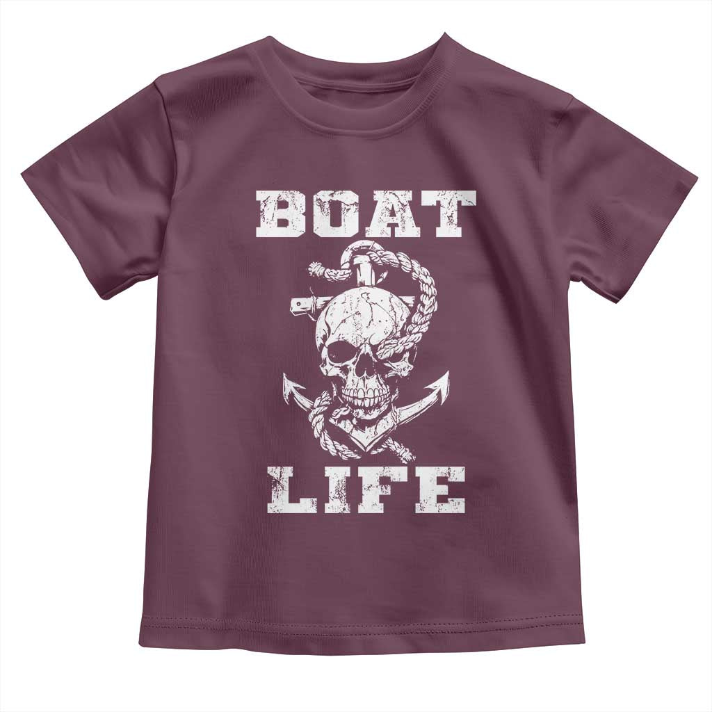 Boat Life Toddler T Shirt Funny Skull Anchor TS09 Maroon Print Your Wear