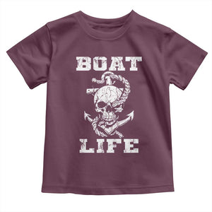 Boat Life Toddler T Shirt Funny Skull Anchor TS09 Maroon Print Your Wear
