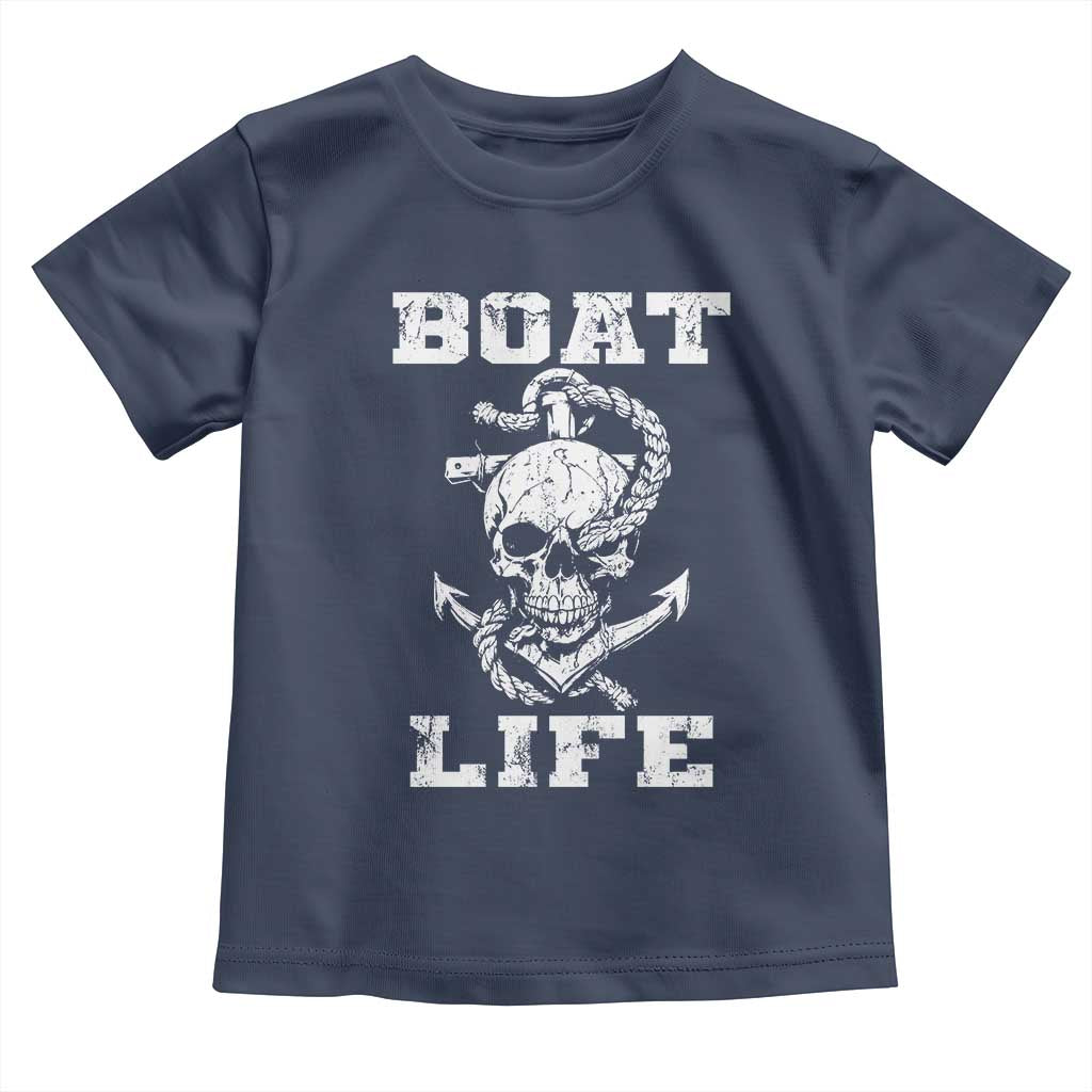 Boat Life Toddler T Shirt Funny Skull Anchor TS09 Navy Print Your Wear