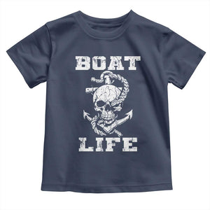 Boat Life Toddler T Shirt Funny Skull Anchor TS09 Navy Print Your Wear