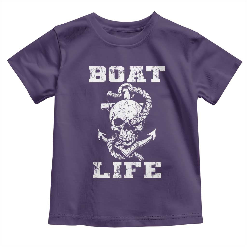 Boat Life Toddler T Shirt Funny Skull Anchor TS09 Purple Print Your Wear