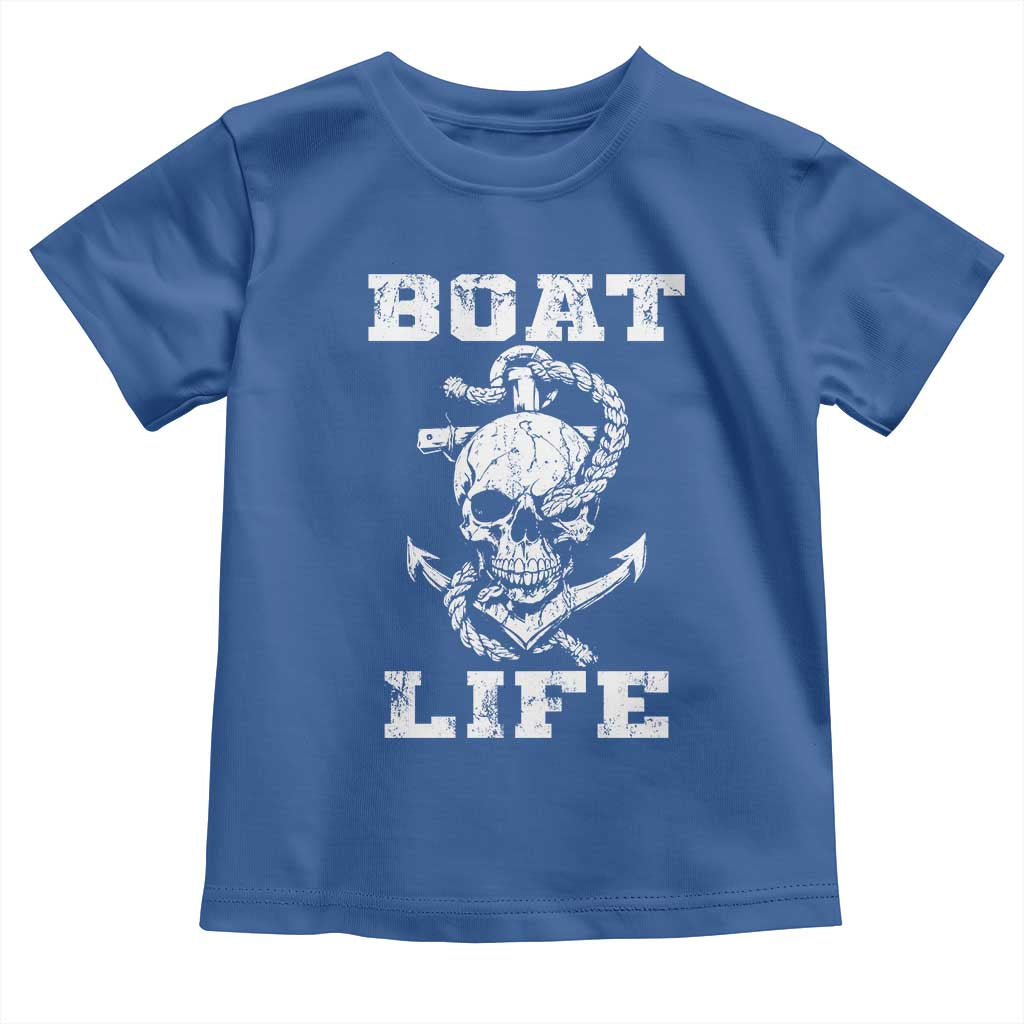 Boat Life Toddler T Shirt Funny Skull Anchor TS09 Royal Blue Print Your Wear