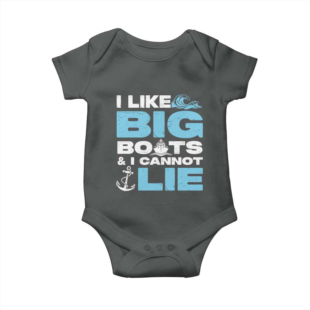 Funny I Like Big Boats and I Cannot Lie Baby Onesie TS09 Dark Heather Print Your Wear
