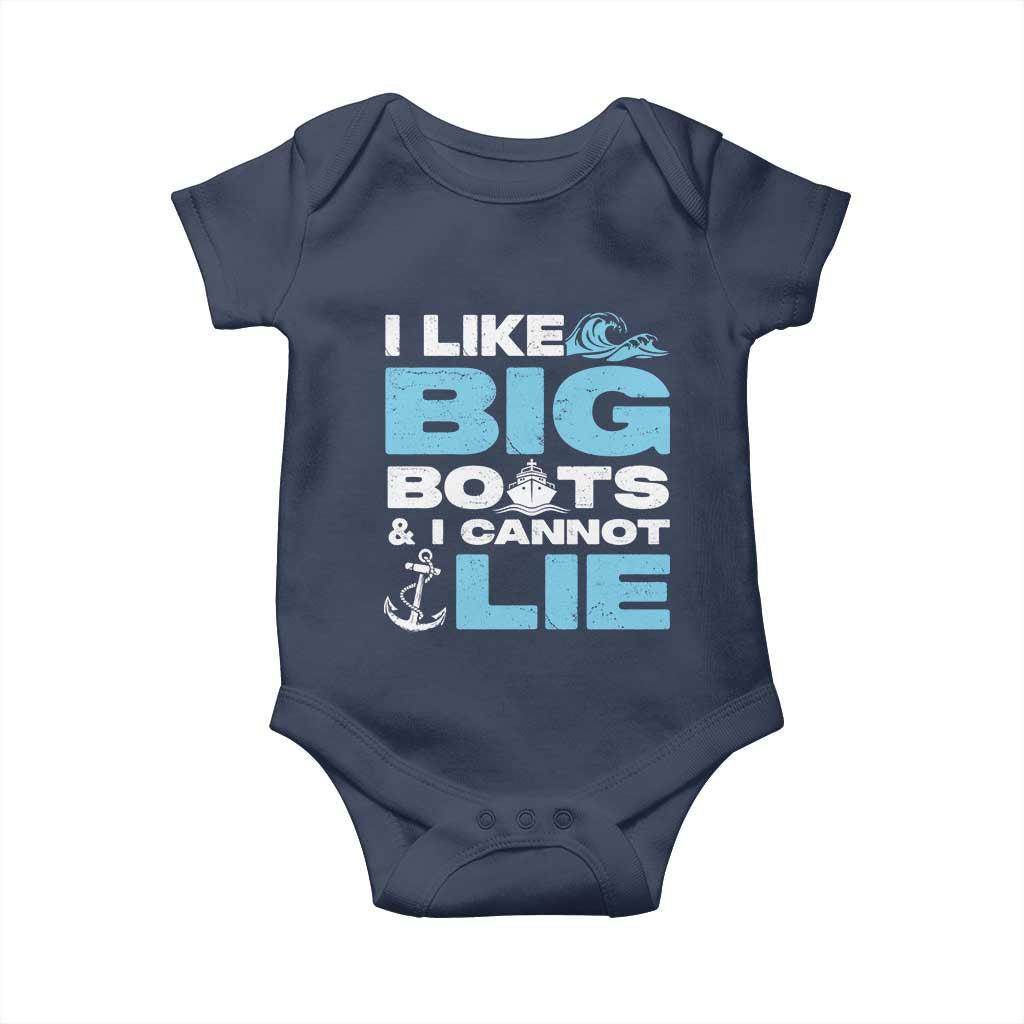 Funny I Like Big Boats and I Cannot Lie Baby Onesie TS09 Navy Print Your Wear