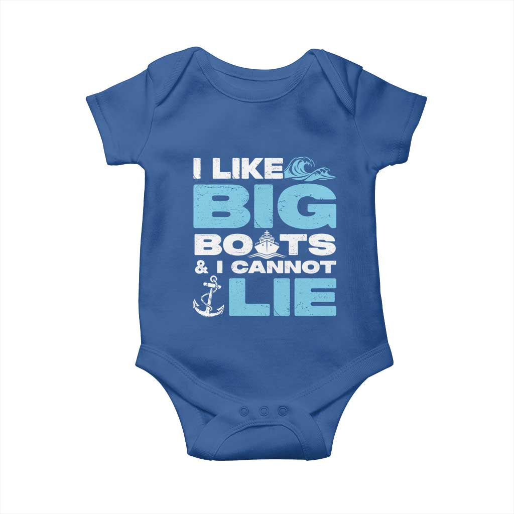 Funny I Like Big Boats and I Cannot Lie Baby Onesie TS09 Royal Blue Print Your Wear