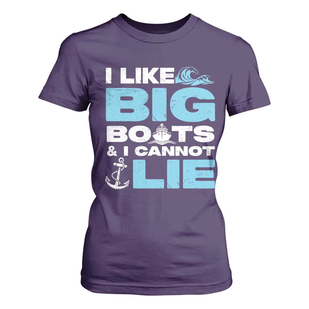 Funny I Like Big Boats And I Cannot Lie T Shirt For Women - Cruise Ship Humor Tee TS09 Purple Print Your Wear