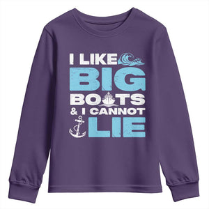 Funny I Like Big Boats and I Cannot Lie Youth Sweatshirt TS09 Purple Print Your Wear