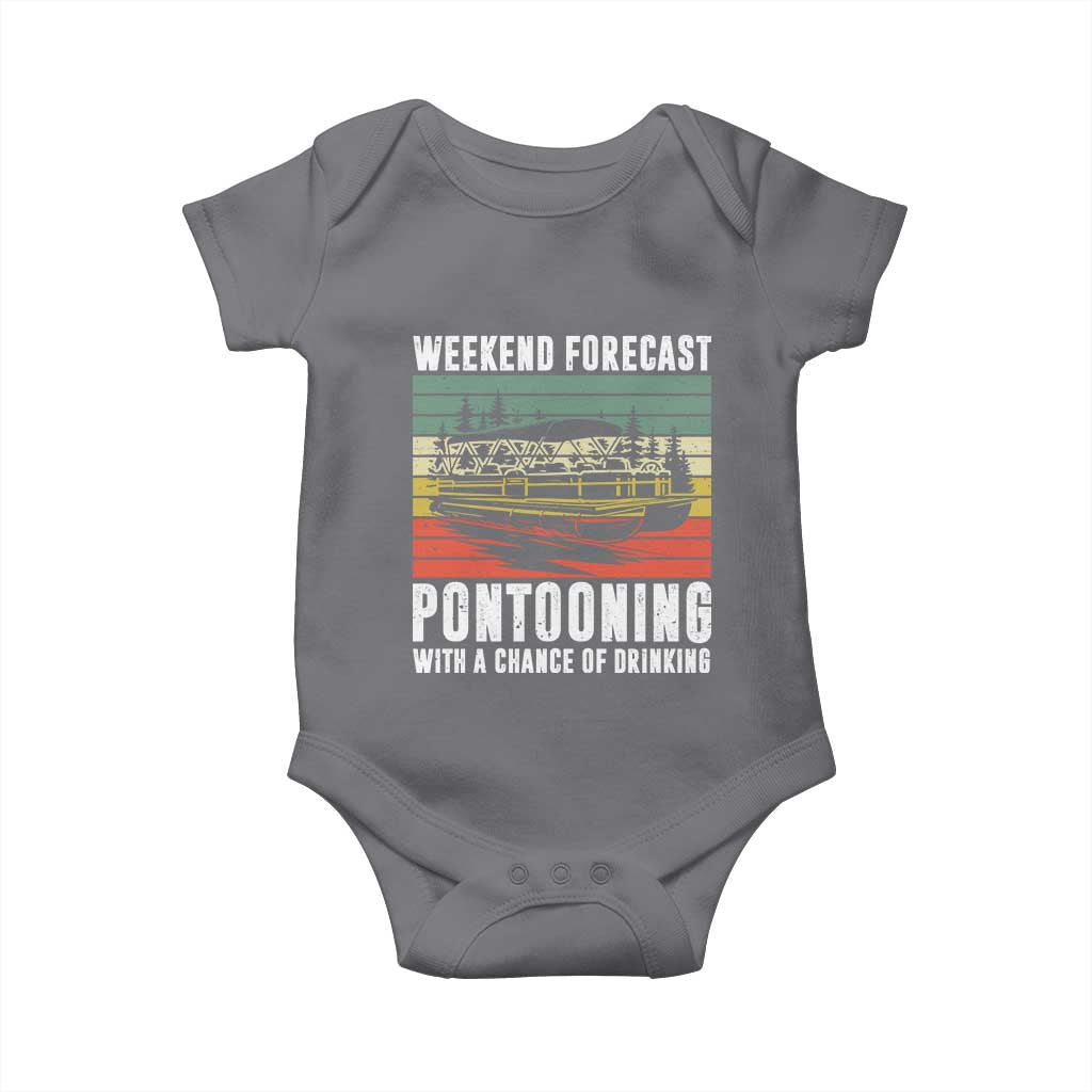 Weekend Forecast Pontooning With A Chance Of Drinking Baby Onesie TS09 Charcoal Print Your Wear