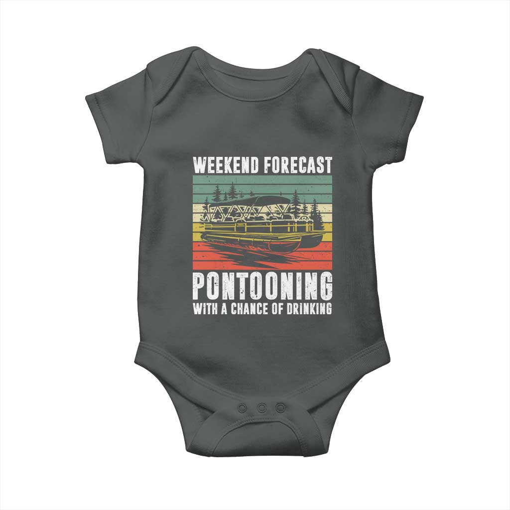Weekend Forecast Pontooning With A Chance Of Drinking Baby Onesie TS09 Dark Heather Print Your Wear