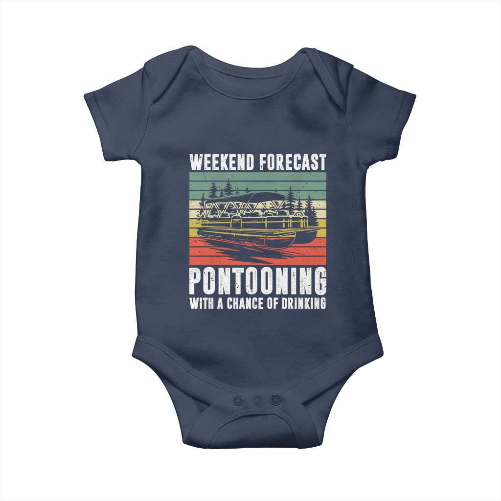 Weekend Forecast Pontooning With A Chance Of Drinking Baby Onesie TS09 Navy Print Your Wear