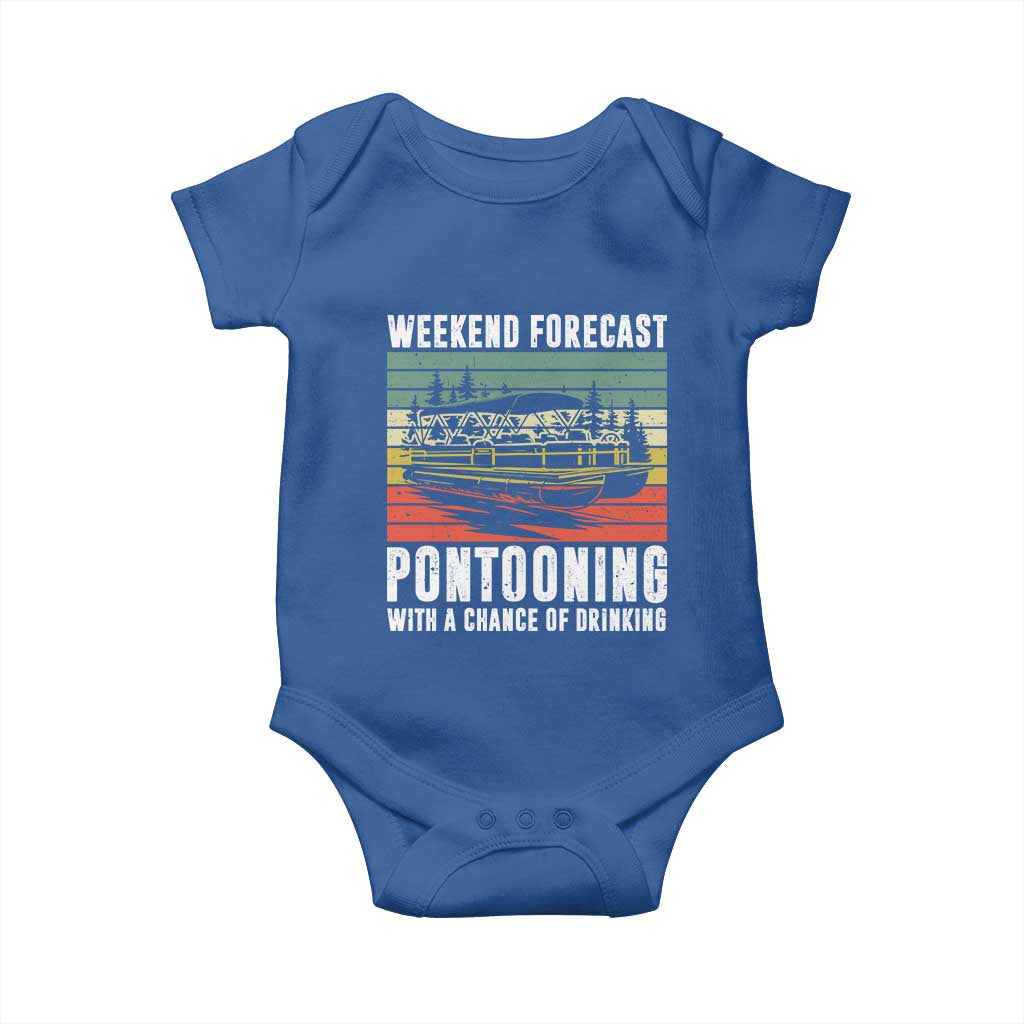 Weekend Forecast Pontooning With A Chance Of Drinking Baby Onesie TS09 Royal Blue Print Your Wear
