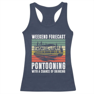 Weekend Forecast Pontooning With A Chance Of Drinking Racerback Tank Top TS09 Navy Print Your Wear