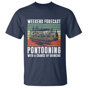 Weekend Forecast Pontooning With A Chance Of Drinking T Shirt TS09 Navy Print Your Wear