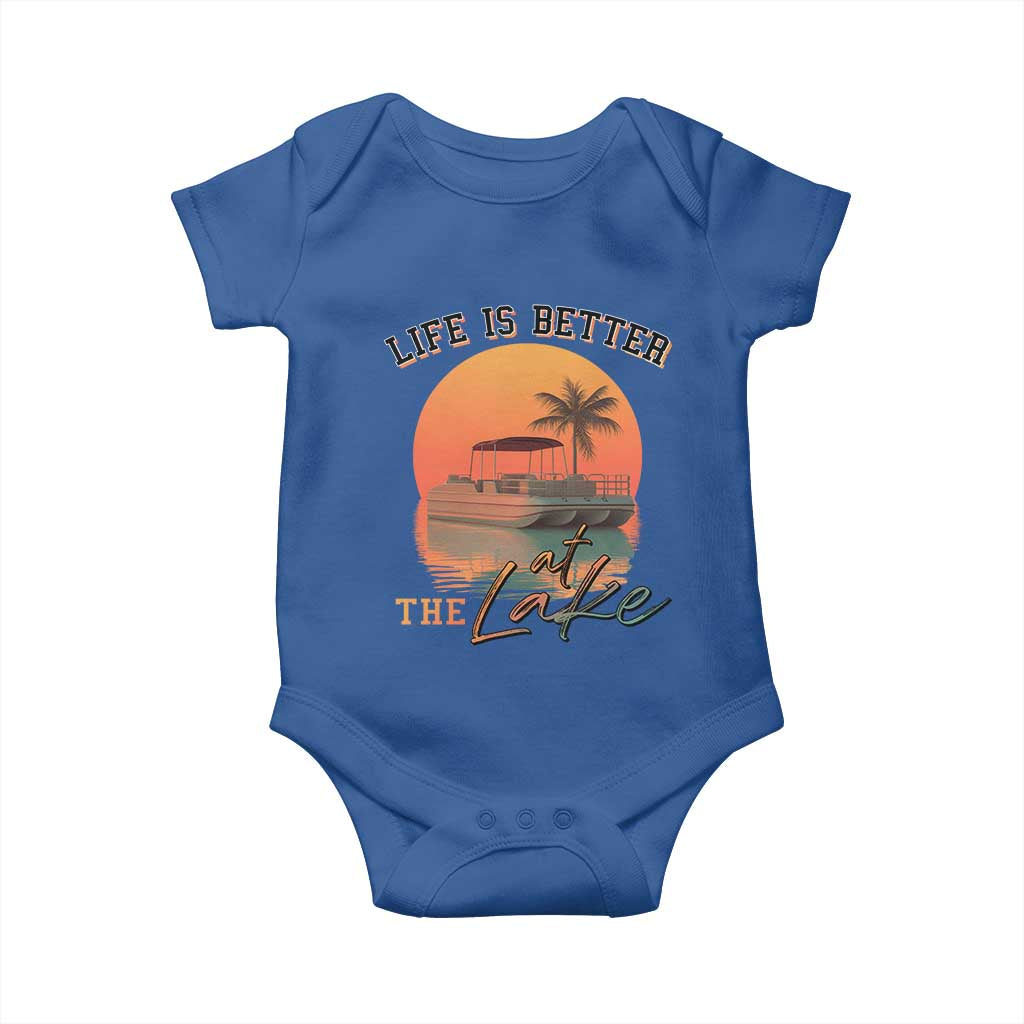 Life Is Better At The Lake Baby Onesie Pontoon Boat TS09 Royal Blue Print Your Wear