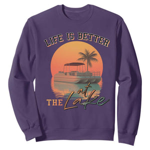 Life Is Better At The Lake Sweatshirt Pontoon Boat TS09 Purple Print Your Wear