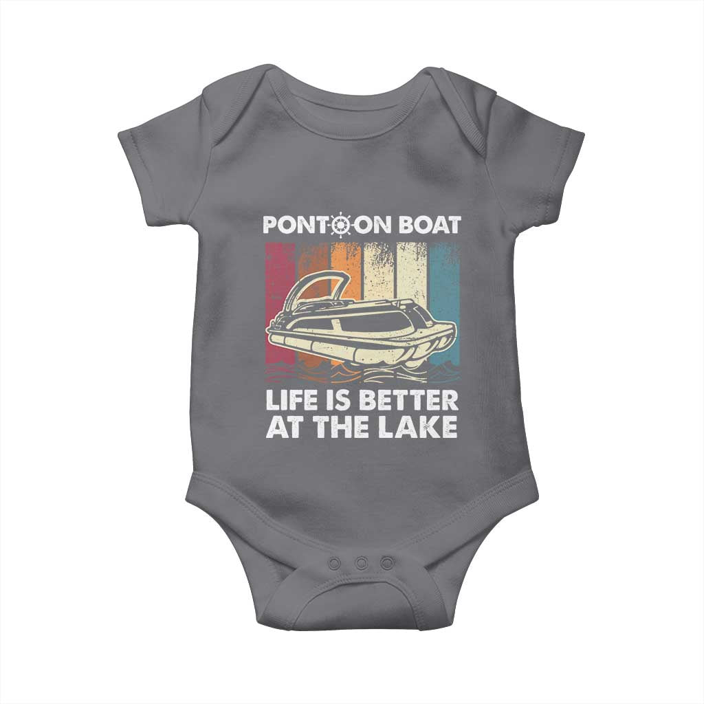 Pontoon Boat Baby Onesie Life Is Better At The Lake TS09 Charcoal Print Your Wear