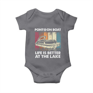 Pontoon Boat Baby Onesie Life Is Better At The Lake TS09 Charcoal Print Your Wear