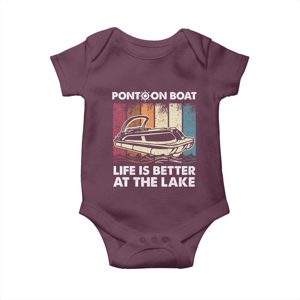 Pontoon Boat Baby Onesie Life Is Better At The Lake TS09 Maroon Print Your Wear