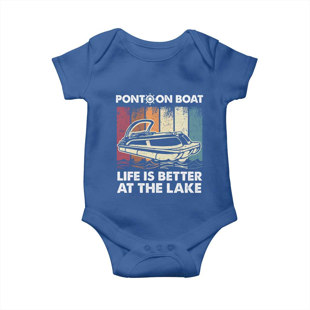 Pontoon Boat Baby Onesie Life Is Better At The Lake TS09 Royal Blue Print Your Wear