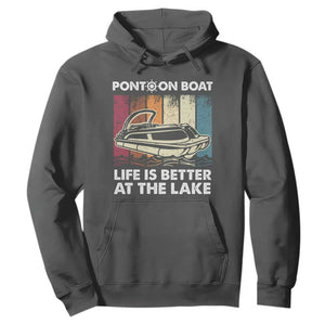 Pontoon Boat Hoodie Life Is Better At The Lake TS09 Dark Heather Print Your Wear