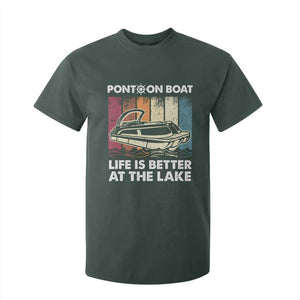 Pontoon Boat T Shirt For Kid Life Is Better At The Lake TS09 Dark Forest Green Print Your Wear