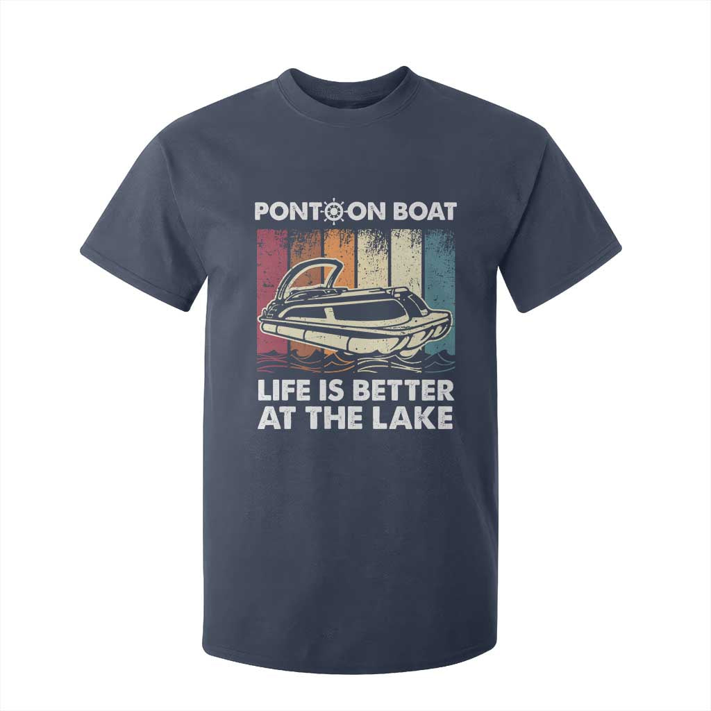Pontoon Boat T Shirt For Kid Life Is Better At The Lake TS09 Navy Print Your Wear