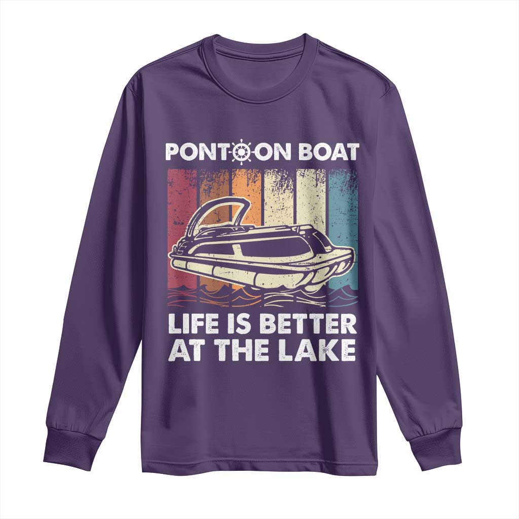 Pontoon Boat Long Sleeve Shirt Life Is Better At The Lake TS09 Purple Print Your Wear