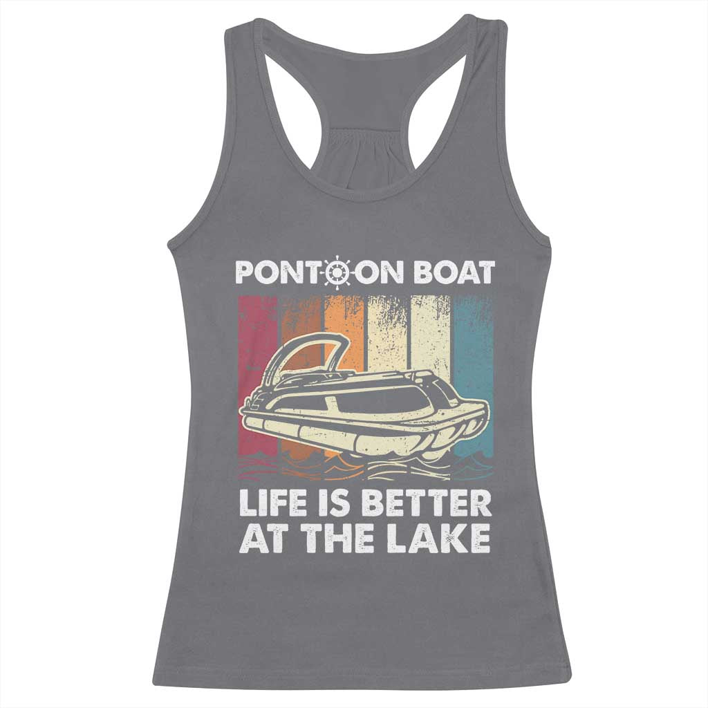 Pontoon Boat Racerback Tank Top Life Is Better At The Lake TS09 Charcoal Print Your Wear