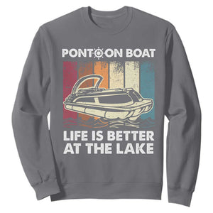 Pontoon Boat Sweatshirt Life Is Better At The Lake TS09 Charcoal Print Your Wear