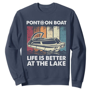 Pontoon Boat Sweatshirt Life Is Better At The Lake TS09 Navy Print Your Wear