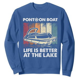 Pontoon Boat Sweatshirt Life Is Better At The Lake TS09 Royal Blue Print Your Wear