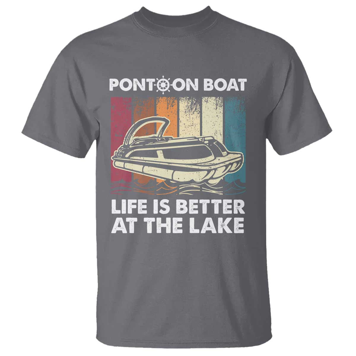 Pontoon Boat T Shirt Life Is Better At The Lake TS09 Charcoal Print Your Wear