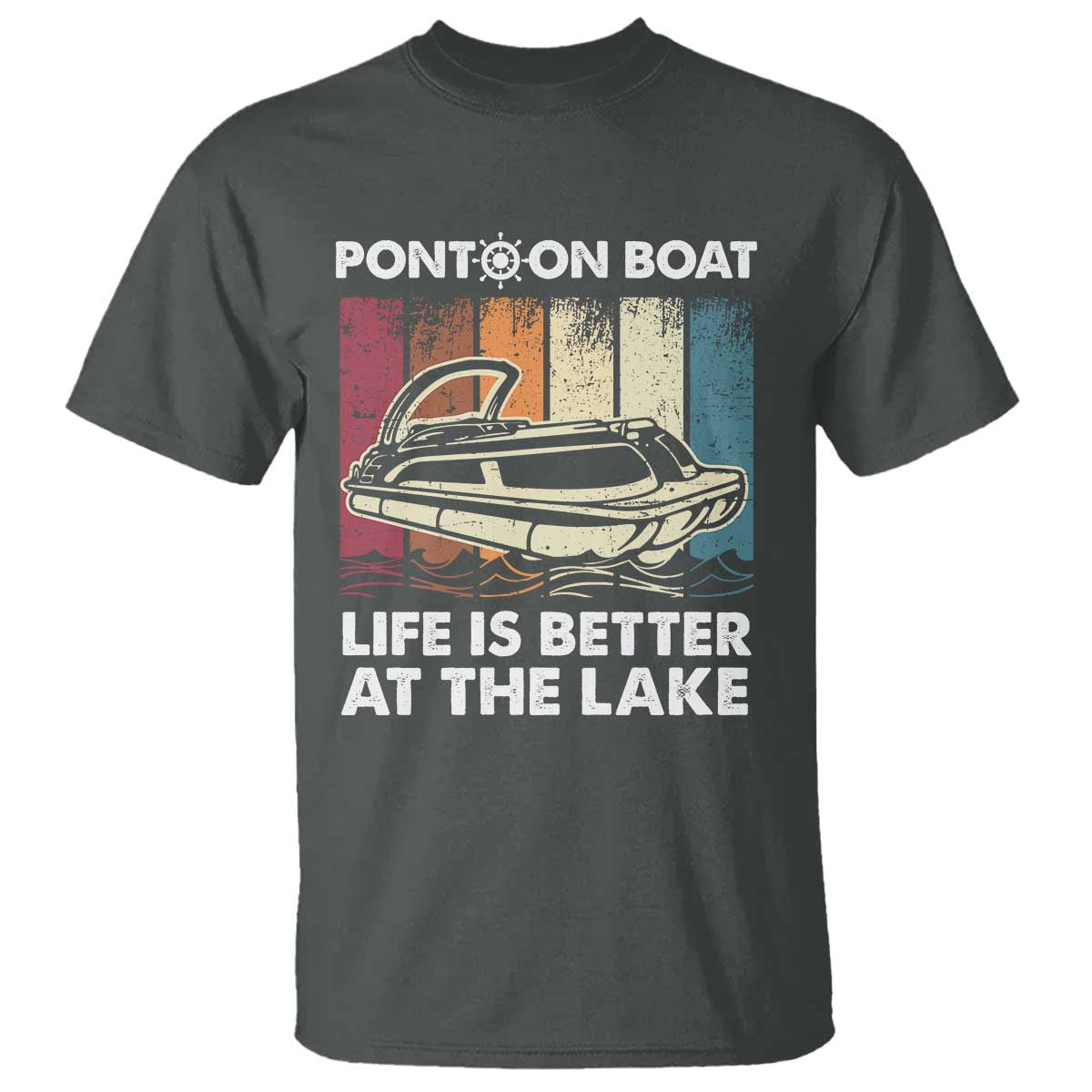 Pontoon Boat T Shirt Life Is Better At The Lake TS09 Dark Heather Print Your Wear