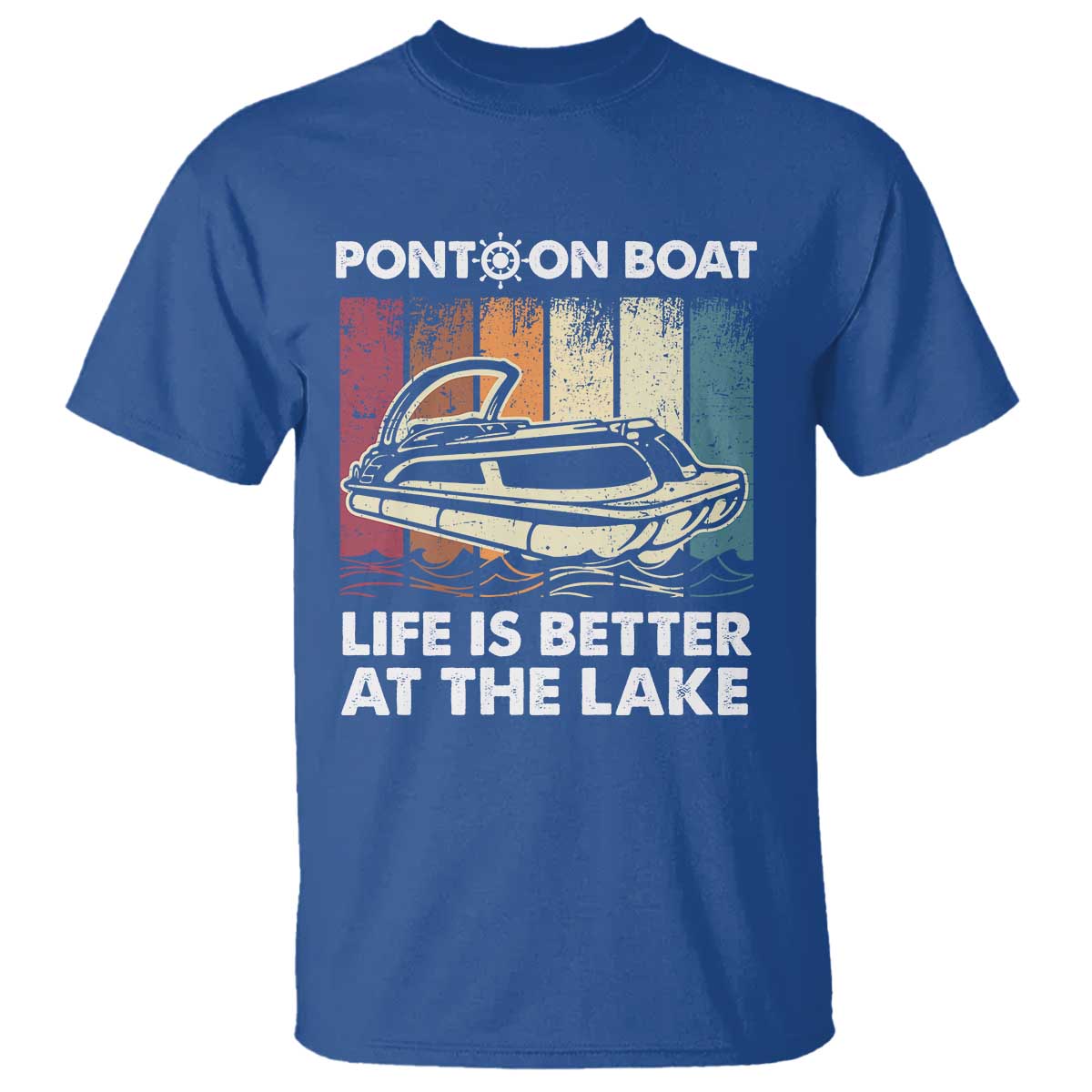 Pontoon Boat T Shirt Life Is Better At The Lake TS09 Royal Blue Print Your Wear