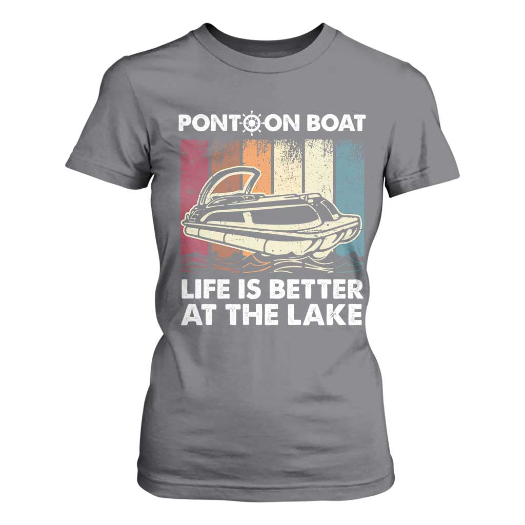 Pontoon Boat T Shirt For Women Life Is Better At The Lake TS09 Charcoal Print Your Wear