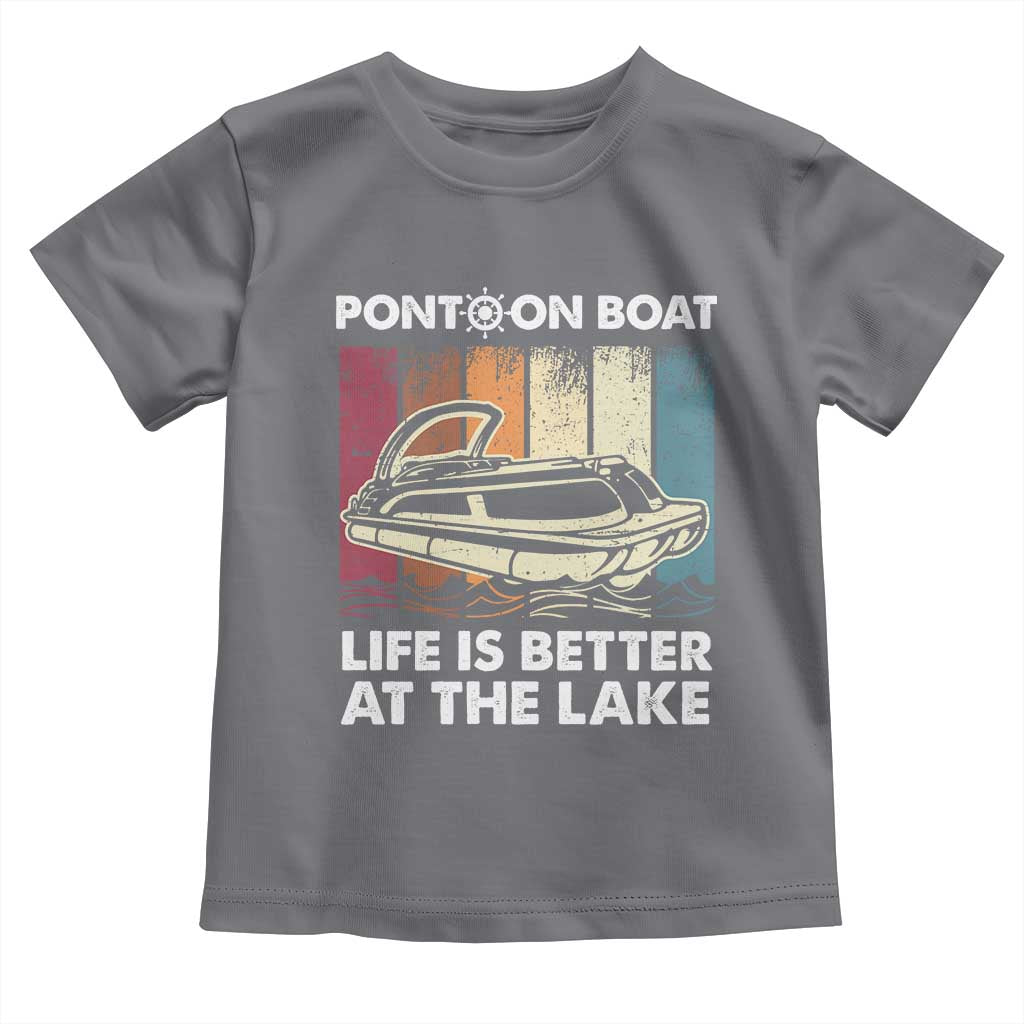 Pontoon Boat Toddler T Shirt Life Is Better At The Lake TS09 Charcoal Print Your Wear