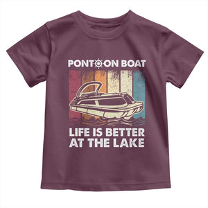 Pontoon Boat Toddler T Shirt Life Is Better At The Lake TS09 Maroon Print Your Wear
