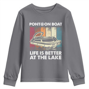 Pontoon Boat Youth Sweatshirt Life Is Better At The Lake TS09 Charcoal Print Your Wear