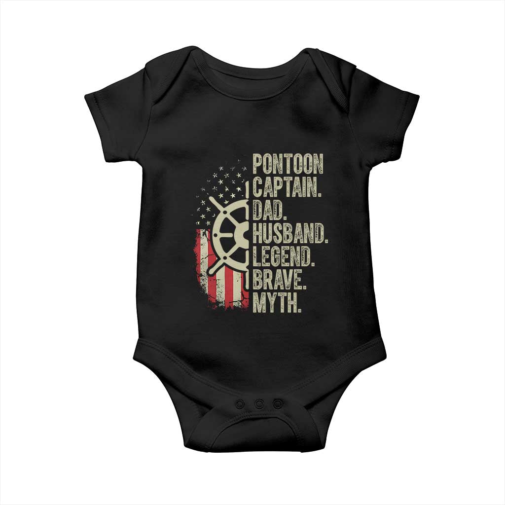 Pontoon Boat Captain Baby Onesie Dad Husband Legend Brave Myth TS09 Black Print Your Wear