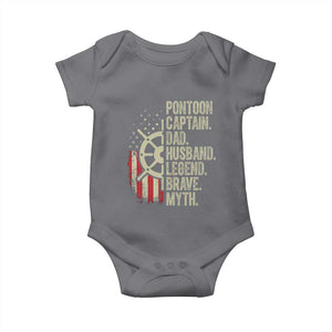 Pontoon Boat Captain Baby Onesie Dad Husband Legend Brave Myth TS09 Charcoal Print Your Wear