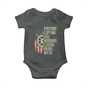 Pontoon Boat Captain Baby Onesie Dad Husband Legend Brave Myth TS09 Dark Heather Print Your Wear