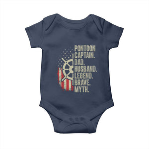Pontoon Boat Captain Baby Onesie Dad Husband Legend Brave Myth TS09 Navy Print Your Wear
