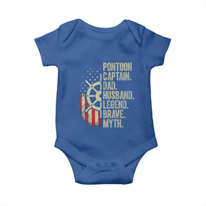 Pontoon Boat Captain Baby Onesie Dad Husband Legend Brave Myth TS09 Royal Blue Print Your Wear